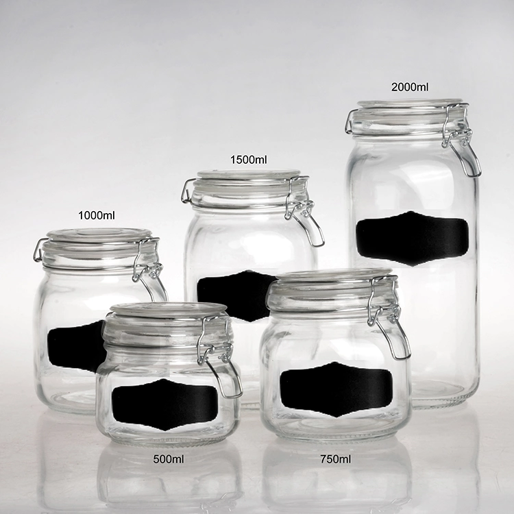 Wholesale High Quality Glass Food Storage Jar Clear Glass Container with Airtight Glass Lid