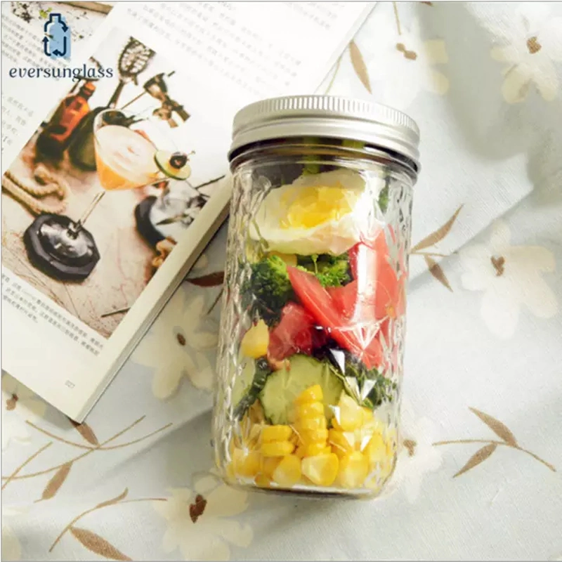 Wholesale 350ml Glass Juice Jar Mason Jar with Seperate Lids and Straw for Juice Beverage