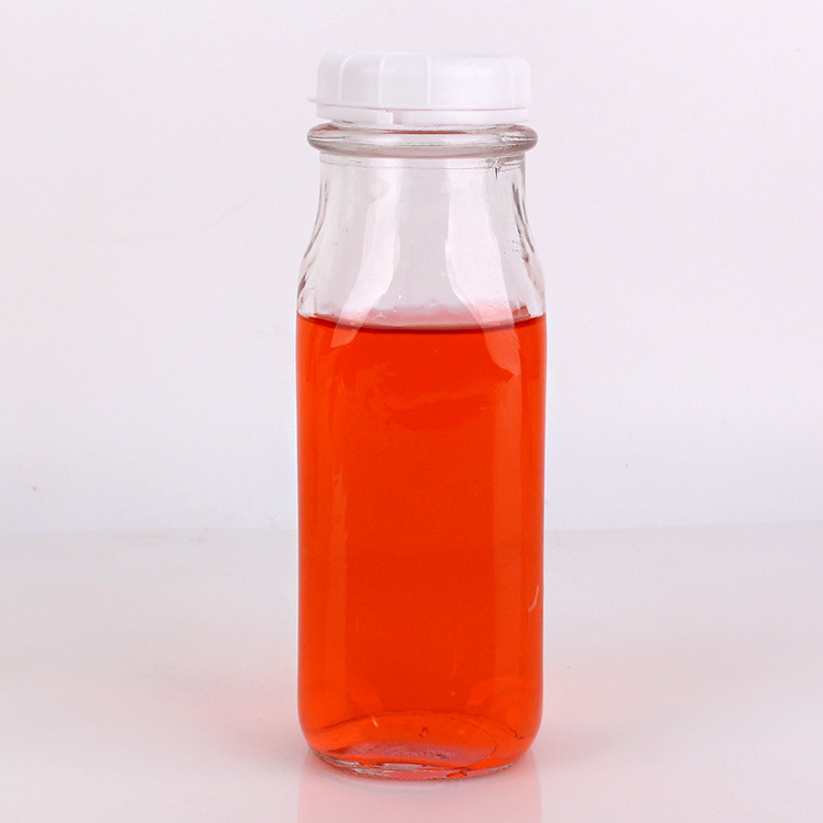 Clear Glass Milk Bottles with Plastic Cap