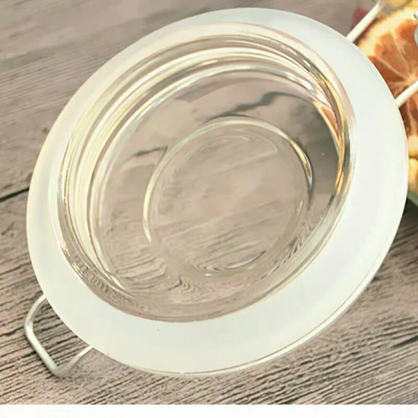 Clear Glass Jar with Buckle and Glass Lid