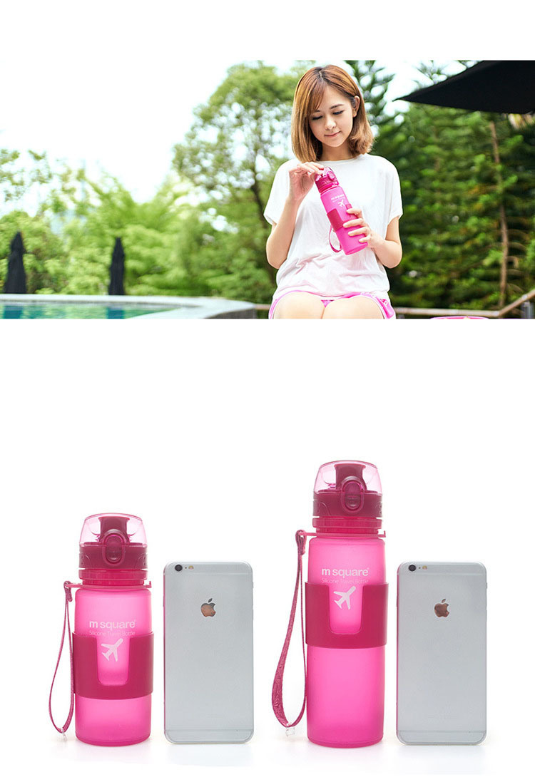 Foldable Water Bottle 500ml Sports Collapsible Silicone Drink Water Bottle