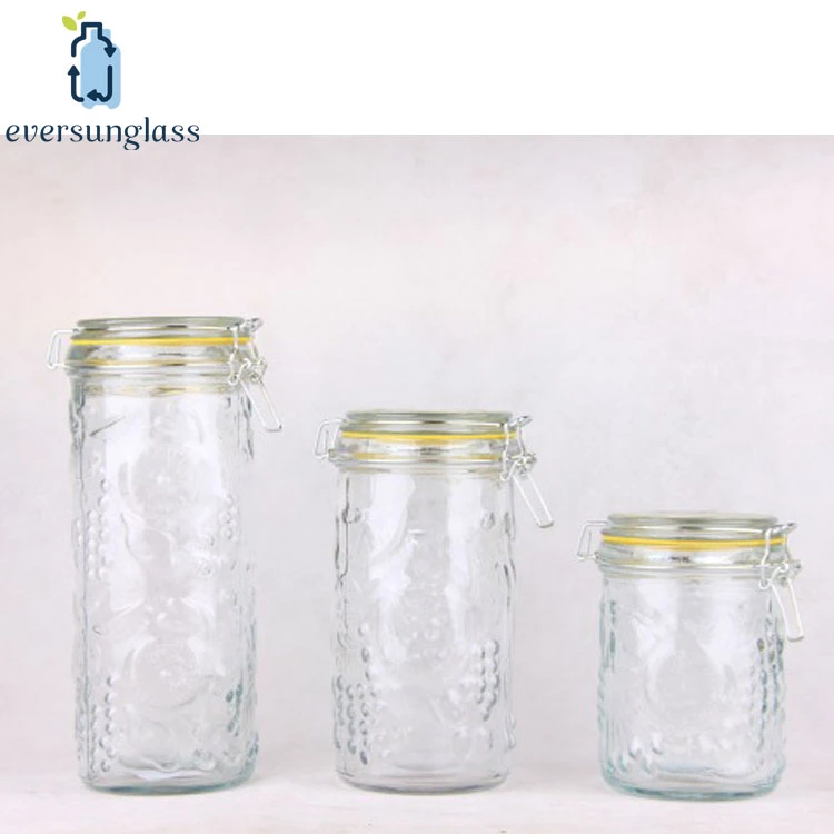 Clear Store Glass Jar Candy Jar with Clasp Cap