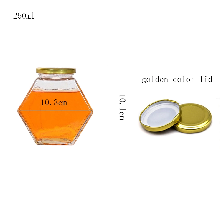 Honey Hexagon Glass Jam Honey Jars 280ml 380ml 400g