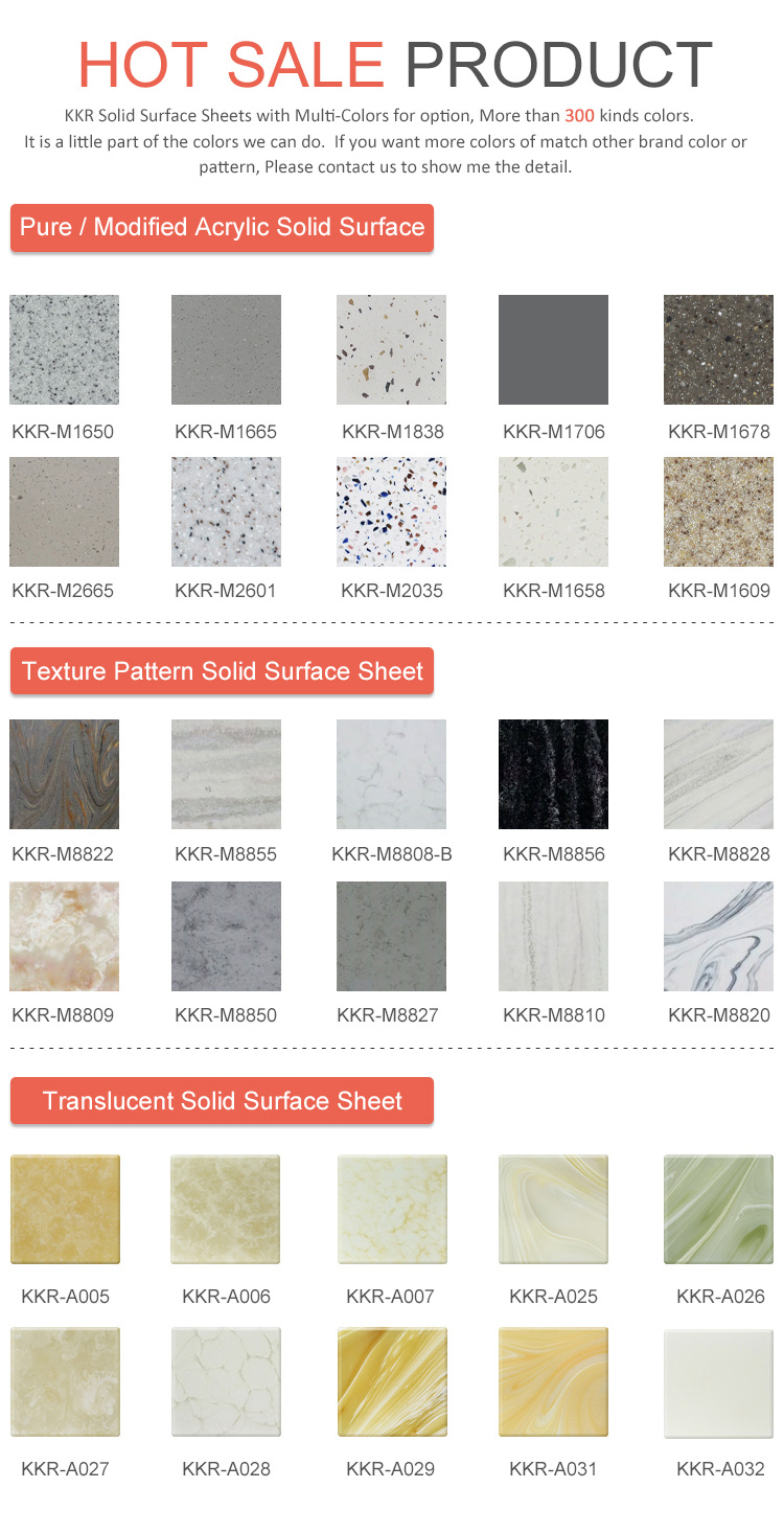 Decorative Building Material Artificial Acrylic Solid Surface Stone Sheets