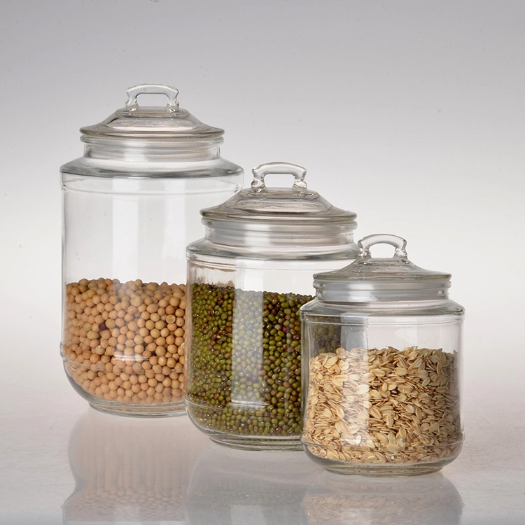 New Selling Transparent Airtight Glass Food Storage Jar Candy Cookie Glass Preserving Jar with Glass Lid