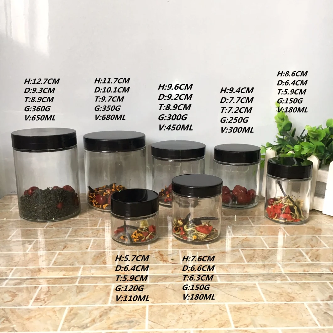 100ml 150ml 200ml Empty Glass Storage Jar with Airtight Clip Lid for Food