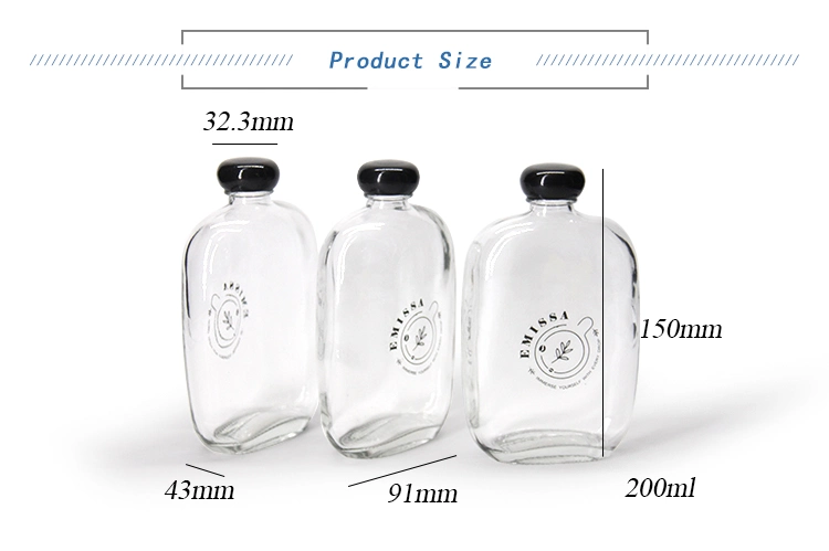 100ml 200ml 300ml Cold Pressed Juice Beverage Glass Bottle with Lid