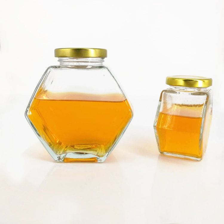 Honey Hexagon Glass Jam Honey Jars 280ml 380ml 400g