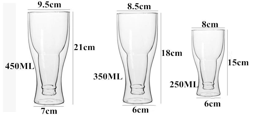 Double Wall Beer Glass Shaped Beer Cup Blown Beer Glass Hand Made Beer Cup