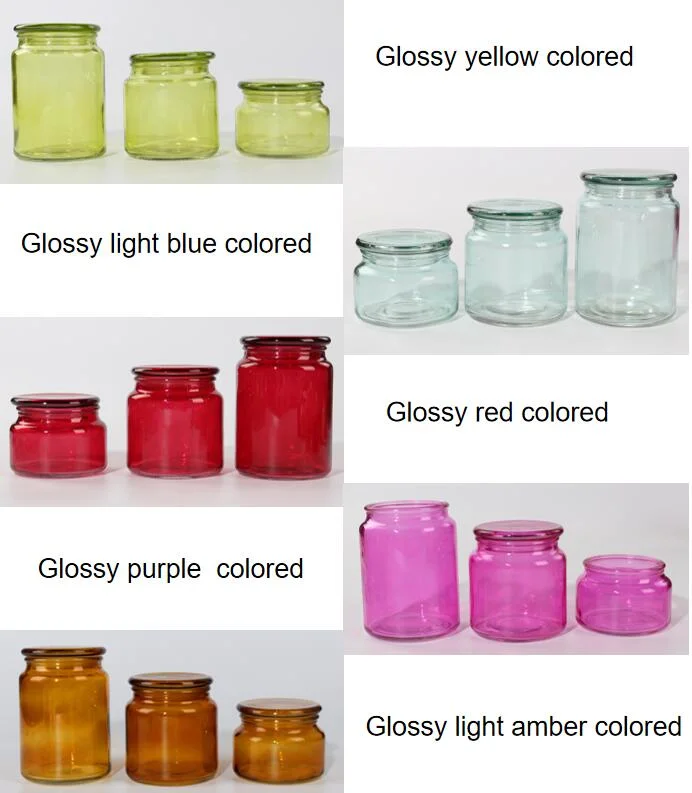 Wholesale Printed Amber Colored Home Decorative Glass Candle Jars for Candle Making with Glass Lid