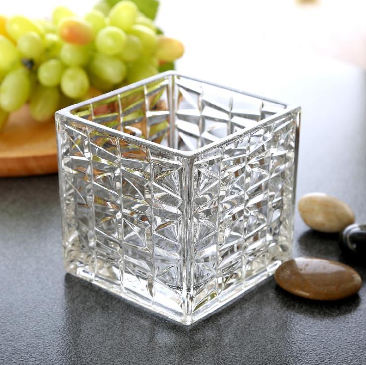 Square Shaped Glass Jars for Plants Home Decor Glass Vase