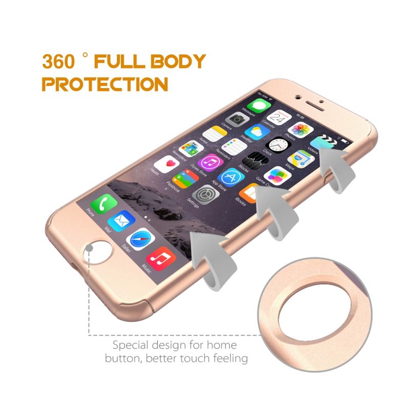 360 Hard Plastic Full Cover with Tempered Glass for iPhone 7