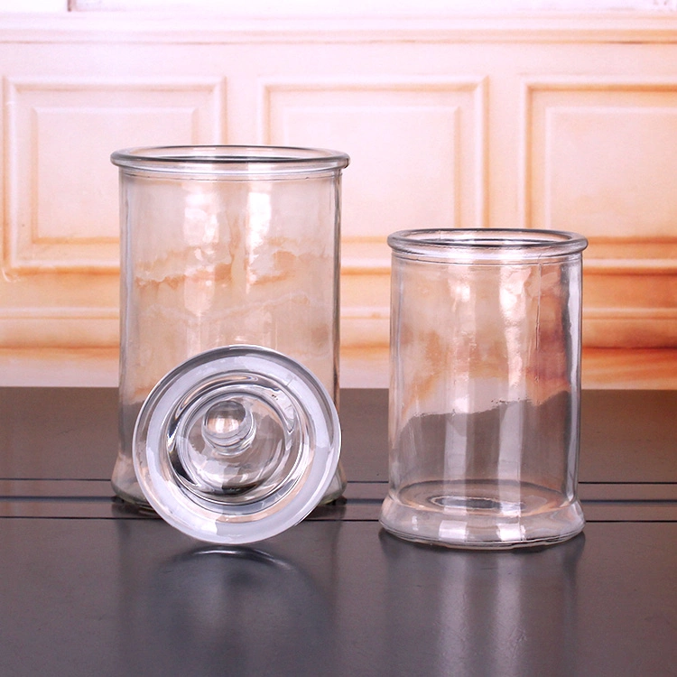 Hot Sale 350ml Empty Clear Glass Candle Jars with Glass Lid