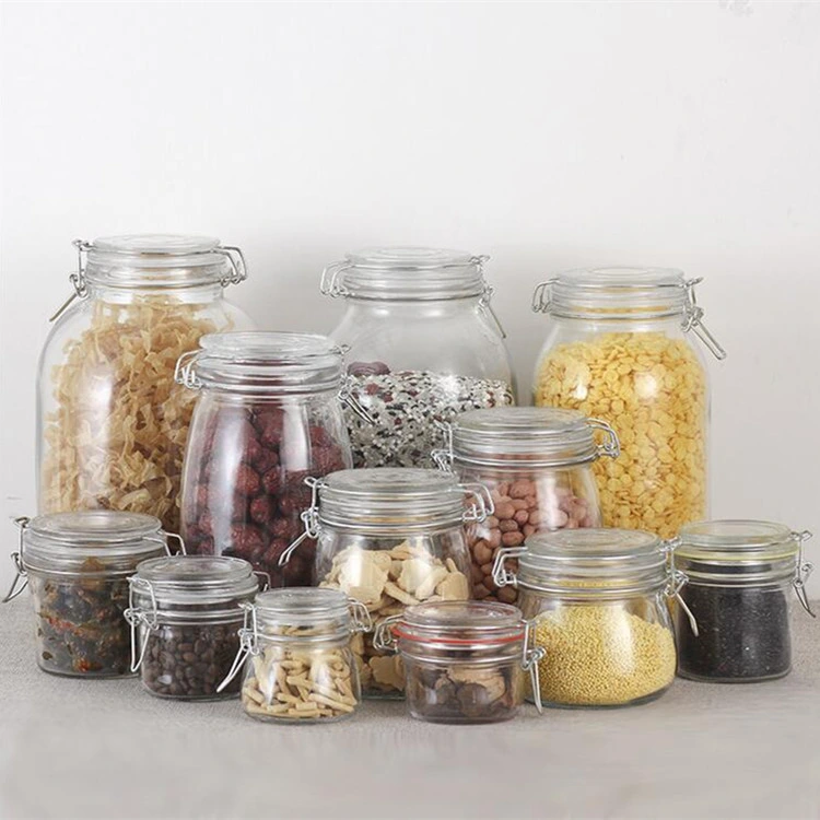 Wholesale Glass Containers Clear Airtight Seal Glass Food Storage Jar