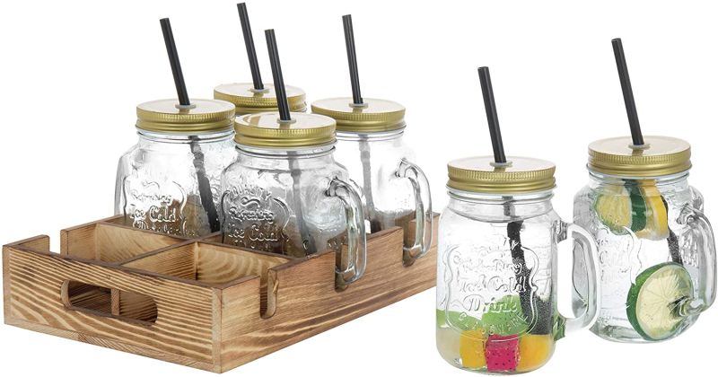 Wide Mouth Glass Mason Jars 10oz Glass Jar with Metal Airtight Lid for Food Storage