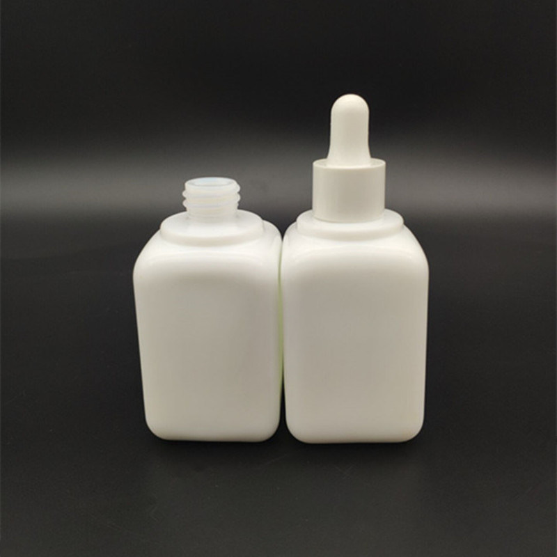 1oz White Opaque Square Glass Essential Oil Dropper Bottle