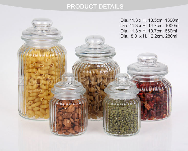 Airtight Glass Jars Round Glass Food Storage Jar Canister with Lid