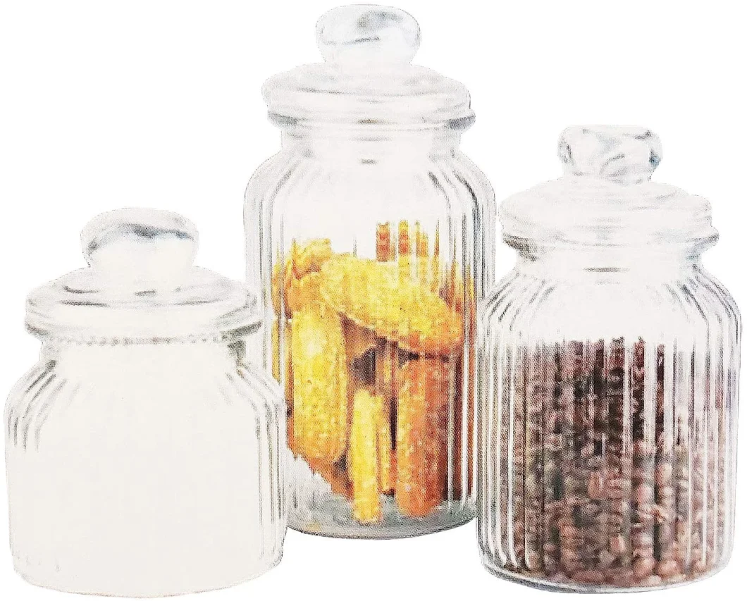 Kitchen Glass Canister Set Glass Storage Jar for Cookies Coffee Sugar