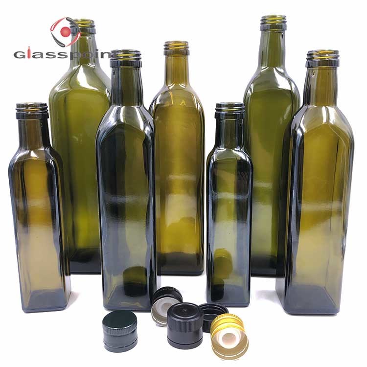 250ml 500ml 750ml Olive Oil Glass Bottles with Aluminum Cap and Pourer