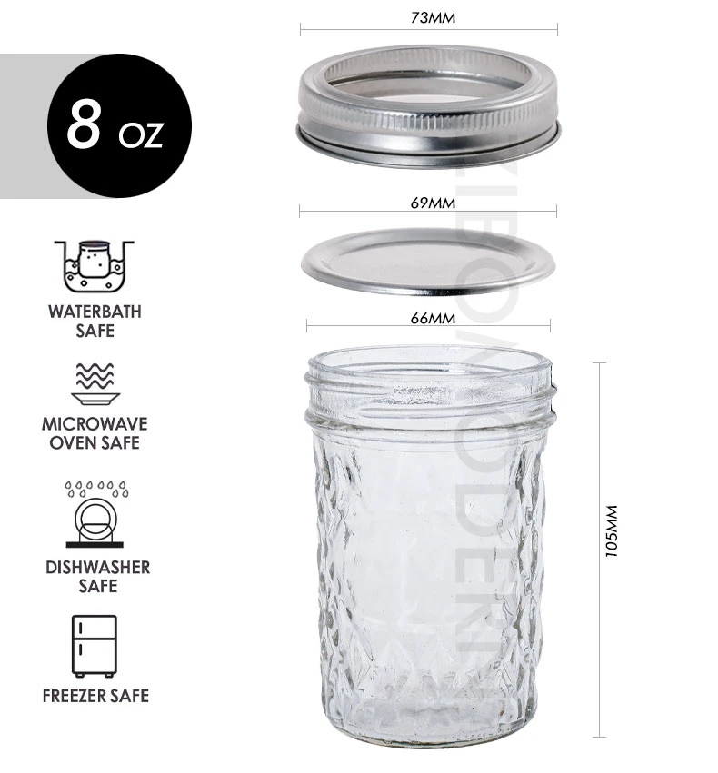 Supplier Wholesale Glass Jar Wide Mouth Mason Jar 8 Oz Containers with Lids