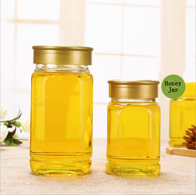 High Quality Octagonal Shape Honey Glass Jar with Plastic Cap