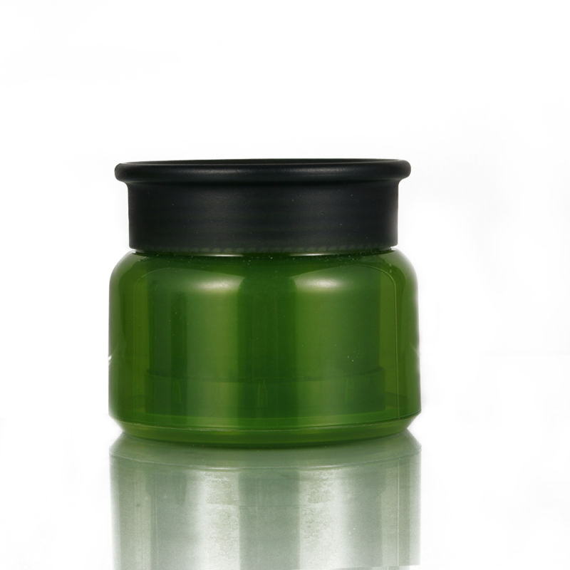 Various Suit Plastic Transparent Green Pet Cream Jar with Hand Clip Cap