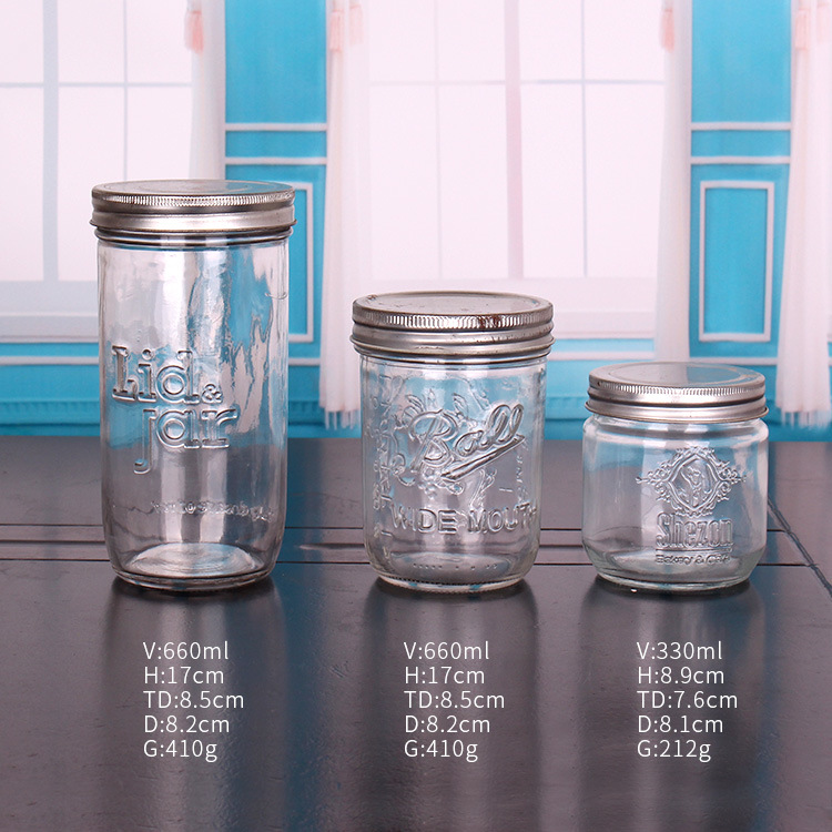 Wide Mouth Glass Mason Jar/Glass Jar with Metal Lid