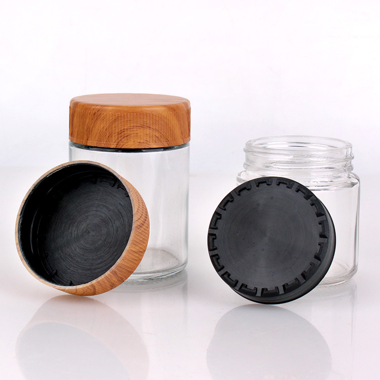 110ml Round Transparent Cosmetic Glass Jar with Plastic Cap