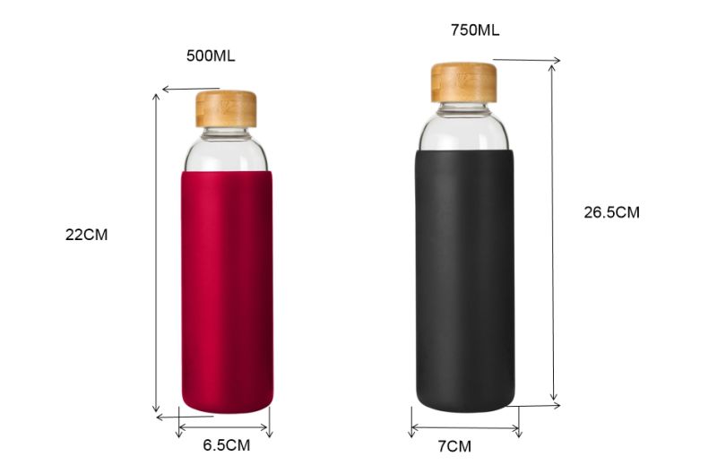 Sports Borosilicate Glass Water Bottle with Sleeve for Drinking