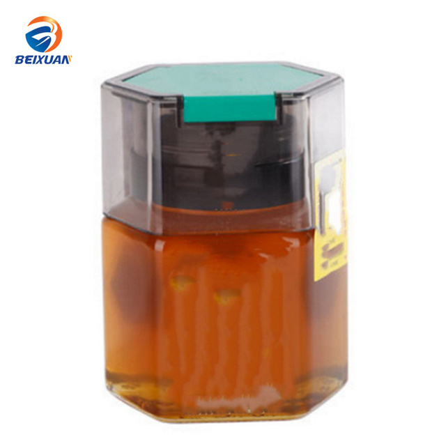 500ml Honoy Glass Bottle Hexagonal Glass Jar with Plastic Lids