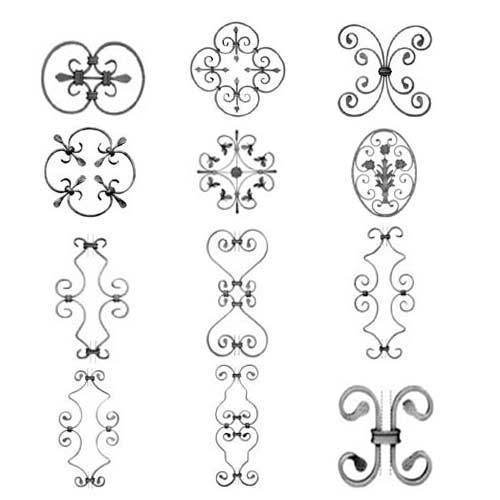 Decorative Ornamental Forged Wrought Iron Leaves and Flowers