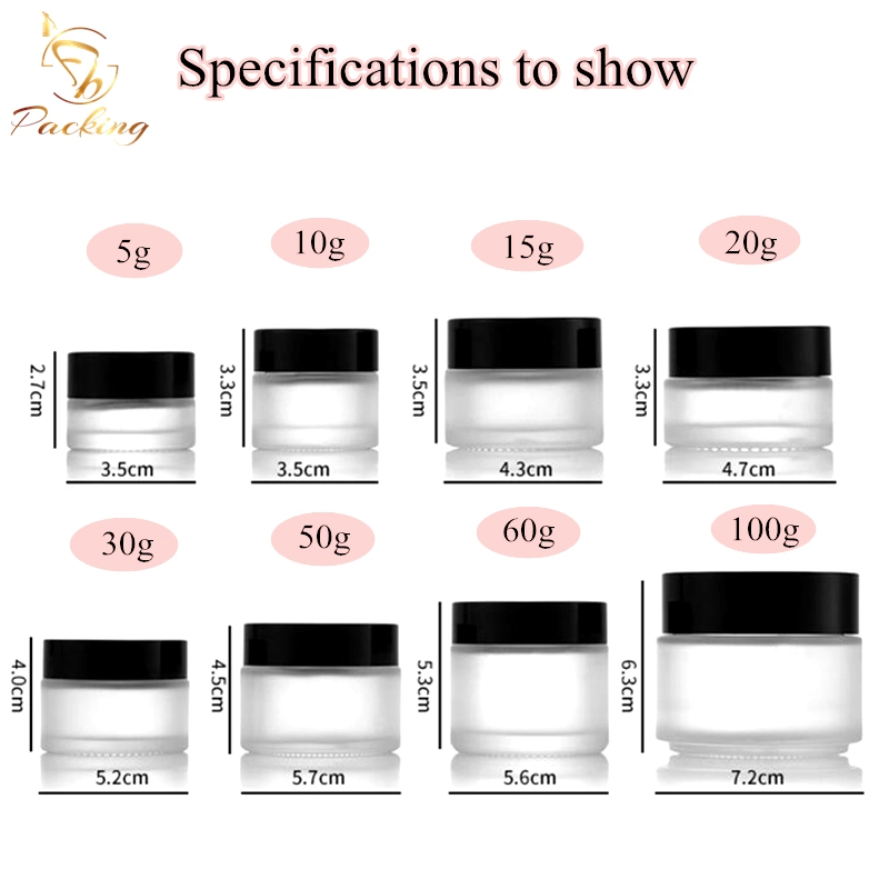 20g Cosmetic Frosted Glass Jars Wholesale with Shiny Gold Cap for Face Cream Products