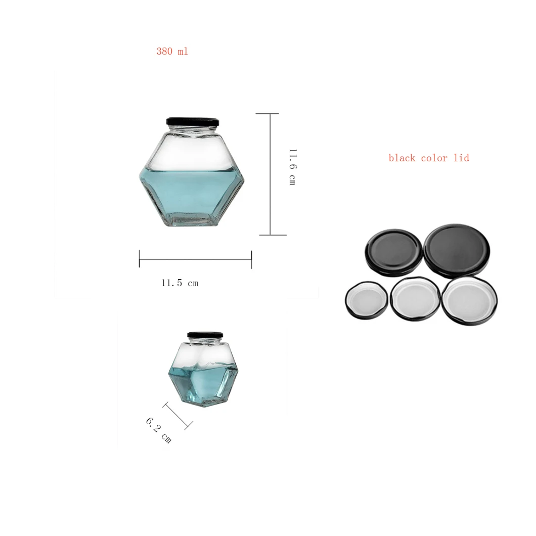 Honey Hexagon Glass Jam Honey Jars 280ml 380ml 400g