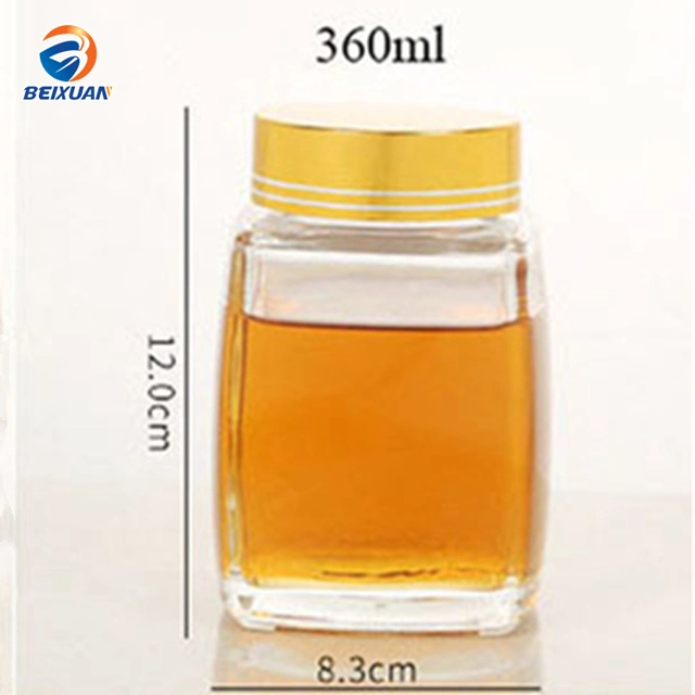 Wholesale 360ml Square Glass Jars with Plastic Cap or Metal Cap for Honey Buyers