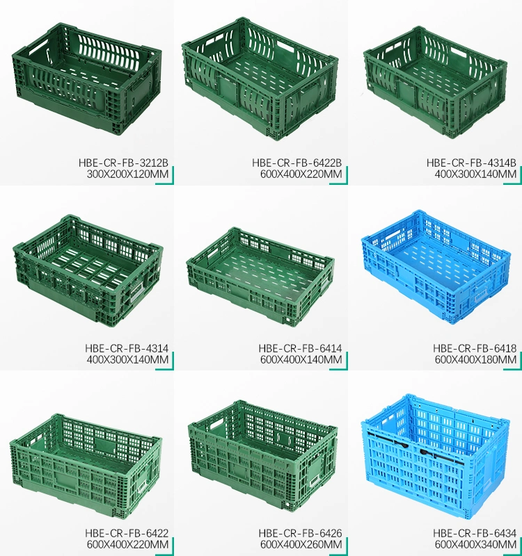 Vegetable Collapsible Fruit Storage Tote Boxes Folding Stackable Plastic Crates