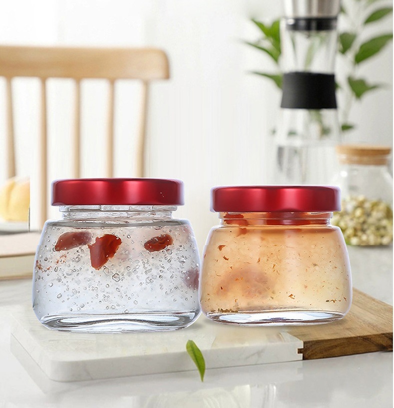 Bird's Nest Jar Pudding Bottle Milk Yogurt Bottle Glass Jars with Metal Lid