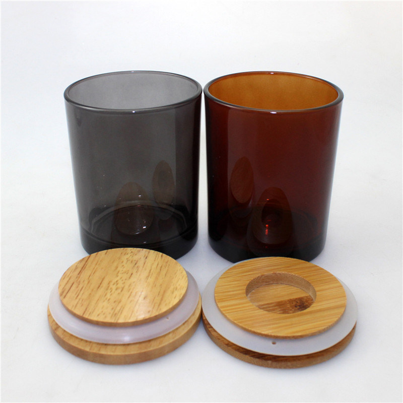 Hot Sale Customized 8oz Transluence Glass Candle Jars with Wood Lid