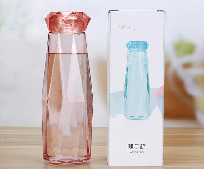 Wholesale Clear Private Label BPA Free Water Bottle Diamond Lid Gym Sports Bottle Glass Water Bottle