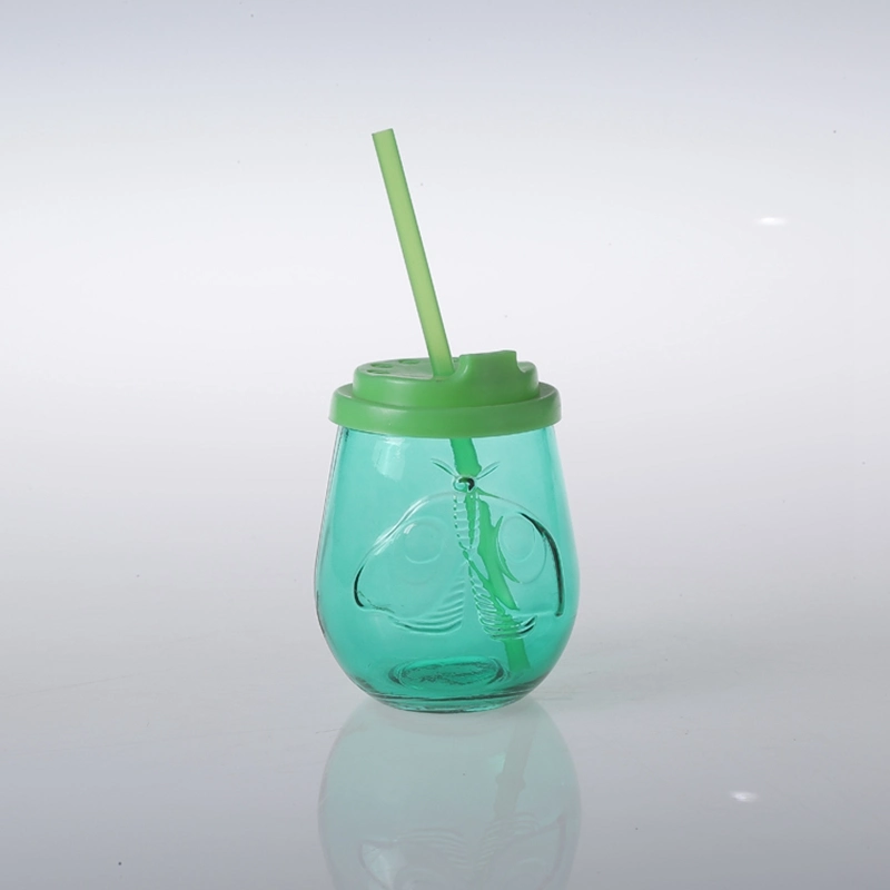 Custom Clear Glass Mason Jar with Lid and Straws