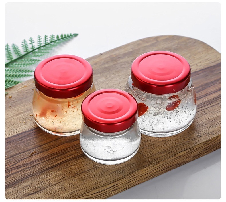 Bird's Nest Jar Pudding Bottle Milk Yogurt Bottle Glass Jars with Metal Lid