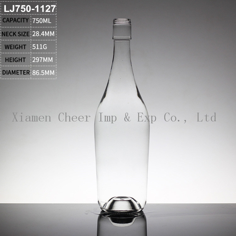 750ml Glass Round White Spirit Bottle