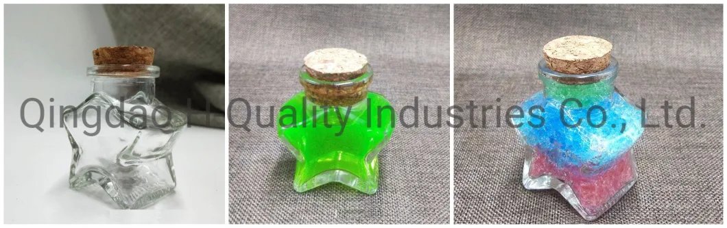 Star Shape Glass Bottle Pudding Bottle Round Shape Glass Jar Empty Star Shape Gift Glass Bottle