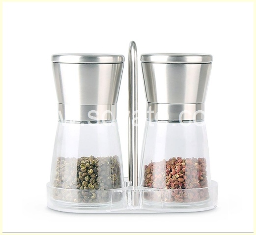 180ml Glass Spice Bottles with Stainless Steel Grinder Lid