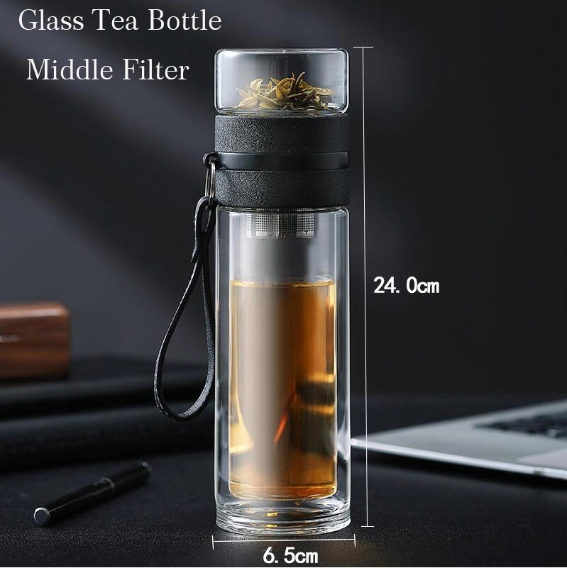 Promotion Gift Food Grade Double Wall Glass Water Bottle for Tea 2021