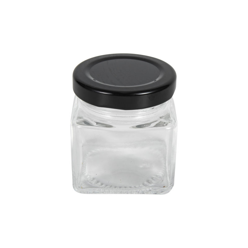 Square Glass Honey Jam Jar with Tin Plate Cap