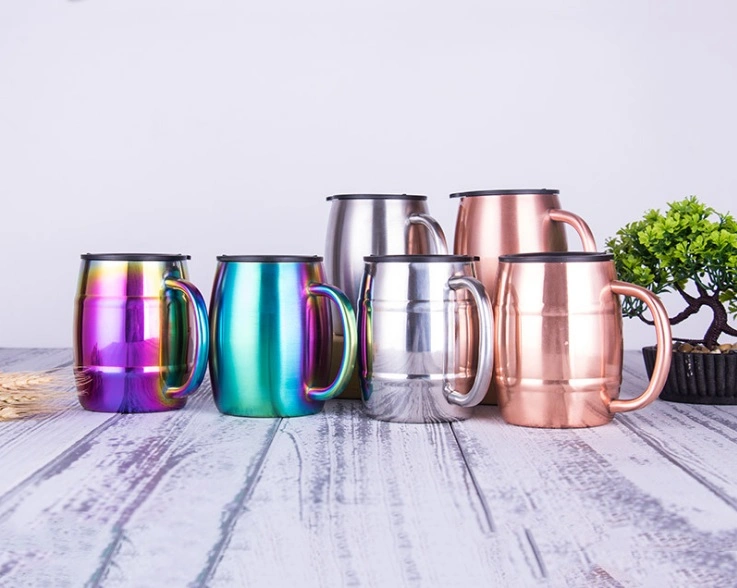 Best Selling Sublimation Beer Mug Barrel Shape Stainless Steel Beer Mug Double Wall Cup Fashion Classic Mug