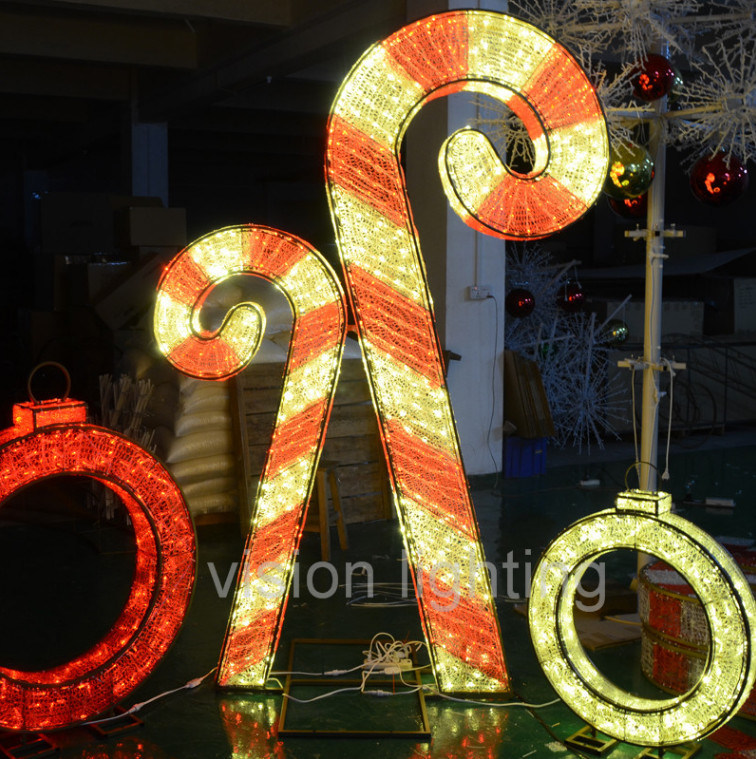 Outdoor 3D Christmas Decorative Candy Cane Lights