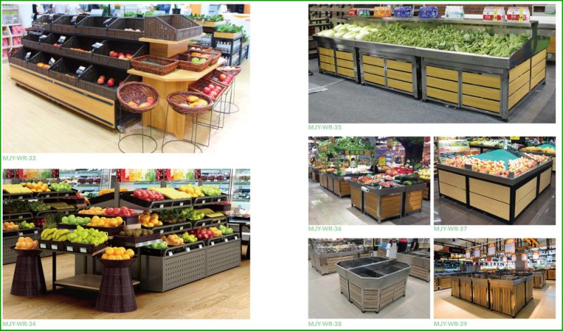 Wooden Pickles Display Shelving for Supermarket