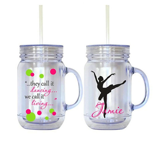 Twin Wall Acrylic Mason Jar with Straw 22oz Plastic Mason Jar in Colors