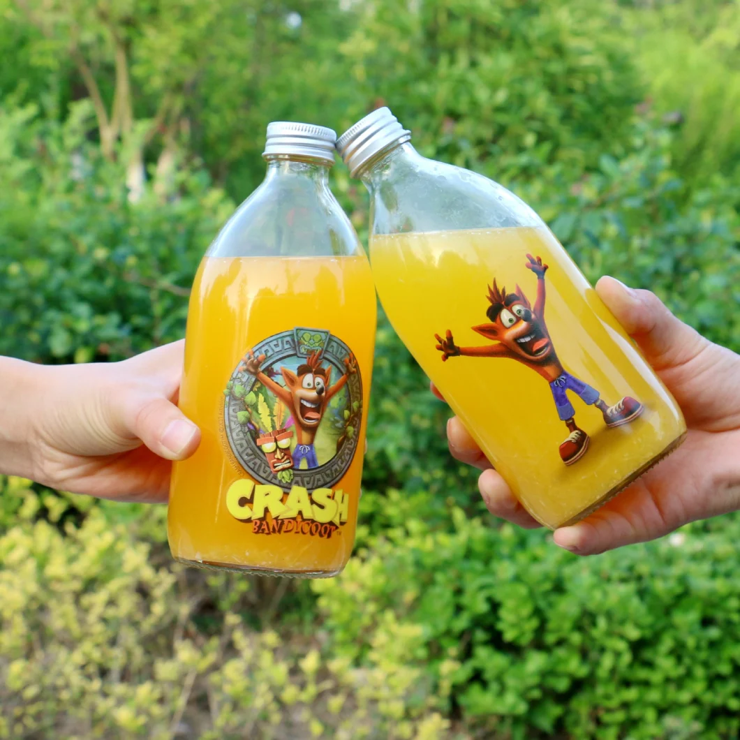 Customized Logo Print 300ml 500ml Roud Shape Orange Juice Drinking Glass Bottles